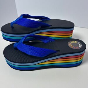 Rainbow Sandals 6 Layer Wedge Flip Flops Women's Small 5.5-6.5 preppy summer